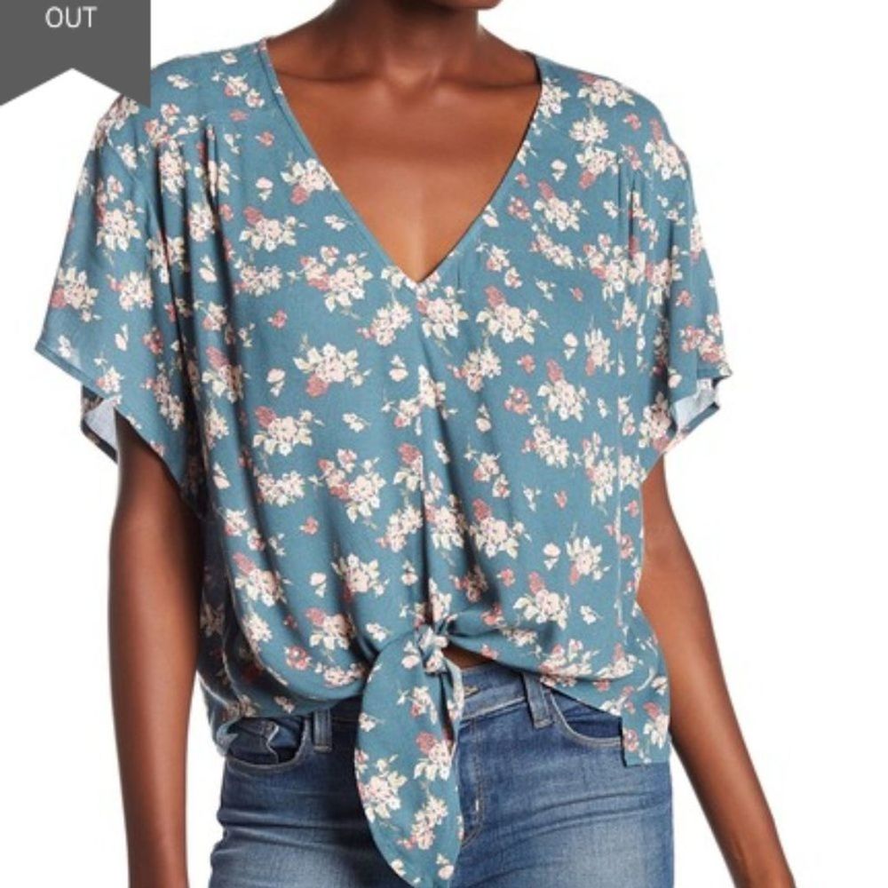 Abound Tie Front Floral Printed Top